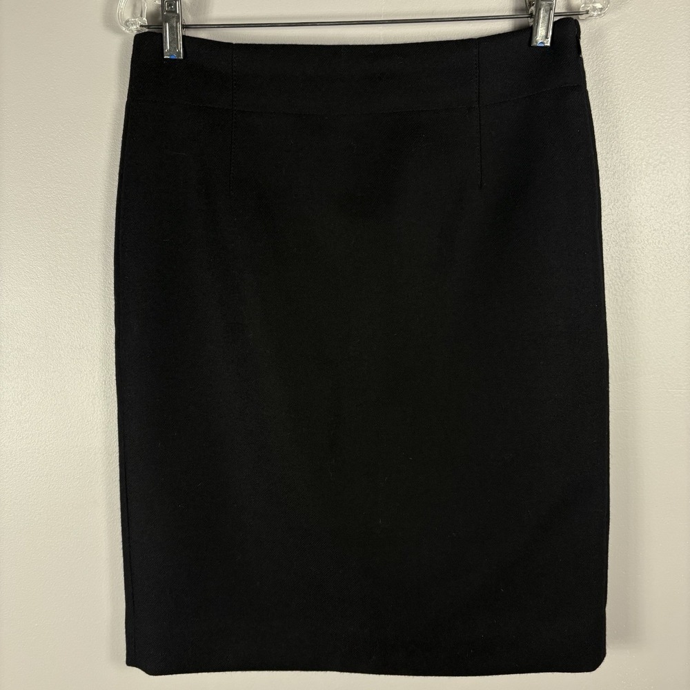 J. Crew Women's 6 Black 100% Wool Side Zipper Lined Office Straight Pencil Skirt
